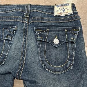 True Religion Julie Women’s Size 30 Low Rise Skinny Dark Blue Jeans Y2K
